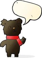 cartoon cute black bear cub with speech bubble vector