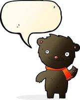 caricatura, lindo, oso negro, con, burbuja del discurso vector