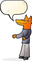 cartoon fox man with speech bubble vector