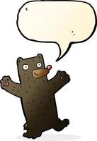 oso negro de dibujos animados con burbujas de discurso vector