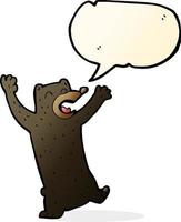 cartoon black bear with speech bubble vector