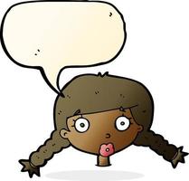 cartoon confused female face with speech bubble vector