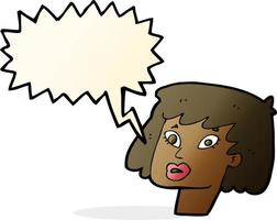 cartoon pretty female face with speech bubble vector