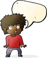 cartoon frightened boy with speech bubble vector