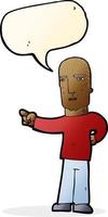 cartoon tough guy pointing with speech bubble vector