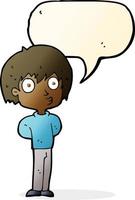 cartoon impressed boy with speech bubble vector