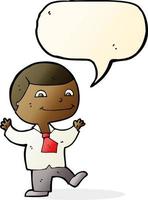 cartoon happy boy with speech bubble vector