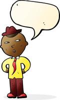 cartoon man wearing hat with speech bubble vector