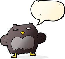 cartoon suspicious owl with speech bubble vector