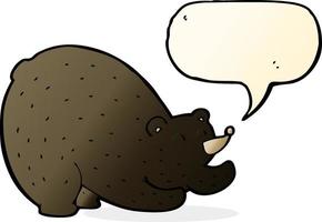 cartoon stretching black bear with speech bubble vector