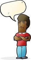 cartoon annoyed man with folded arms with speech bubble vector