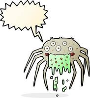 cartoon gross halloween spider with speech bubble vector