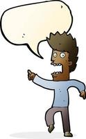 cartoon terrified man with speech bubble vector