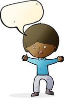 cartoon boy panicking  with speech bubble vector