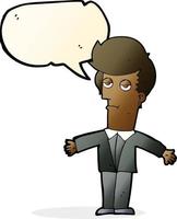 cartoon bored man with speech bubble vector