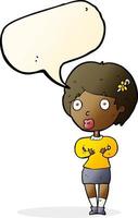 cartoon surprised woman with speech bubble vector