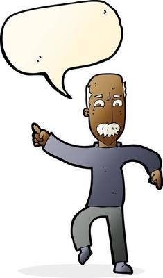 cartoon angry old man with speech bubble