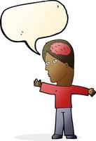 cartoon man with brain with speech bubble vector