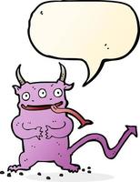 cartoon little demon with speech bubble vector