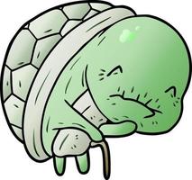 cute cartoon old turtle with walking stick vector