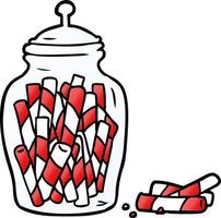 cartoon traditional candy sticks in jar vector