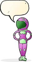 cartoon female astronaut with speech bubble vector