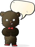 cartoon teddy black bear with speech bubble vector