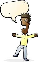 cartoon terrified man with speech bubble vector