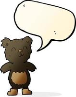 cartoon teddy black bear with speech bubble vector