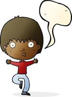 cartoon excited boy with speech bubble vector