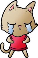 crying cartoon cat vector