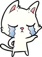 crying cartoon cat vector