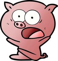 shocked cartoon pig sitting down vector