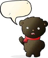 cartoon black bear wearing scarf with speech bubble vector