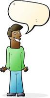 cartoon man shrugging shoulders with speech bubble vector