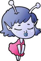 cute alien girl cartoon vector