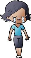 cartoon girl crying vector