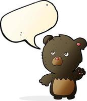 cartoon black teddy bear with speech bubble vector