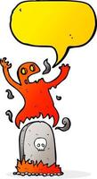 cartoon ghost rising from grave with speech bubble vector