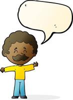 cartoon boy with mustache with speech bubble vector