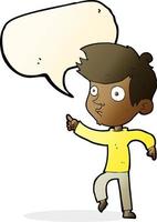 cartoon pointing boy with speech bubble vector