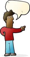 cartoon curious man pointing with speech bubble vector