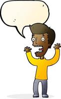 cartoon frightened man with speech bubble vector