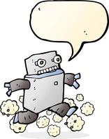 cartoon running robot with speech bubble vector