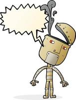 cartoon robot with open head with speech bubble vector