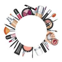 Skin care makeup products, Cosmetics Background, Make up Frame vector