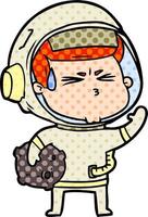 cartoon stressed astronaut vector