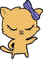 cute cartoon cat with bow vector