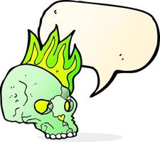 cartoon spooky skull with speech bubble vector