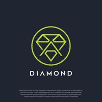logotipo combinado de letra a y diamante en una forma, contorno mínimo y vector de logotipo de concepto moderno